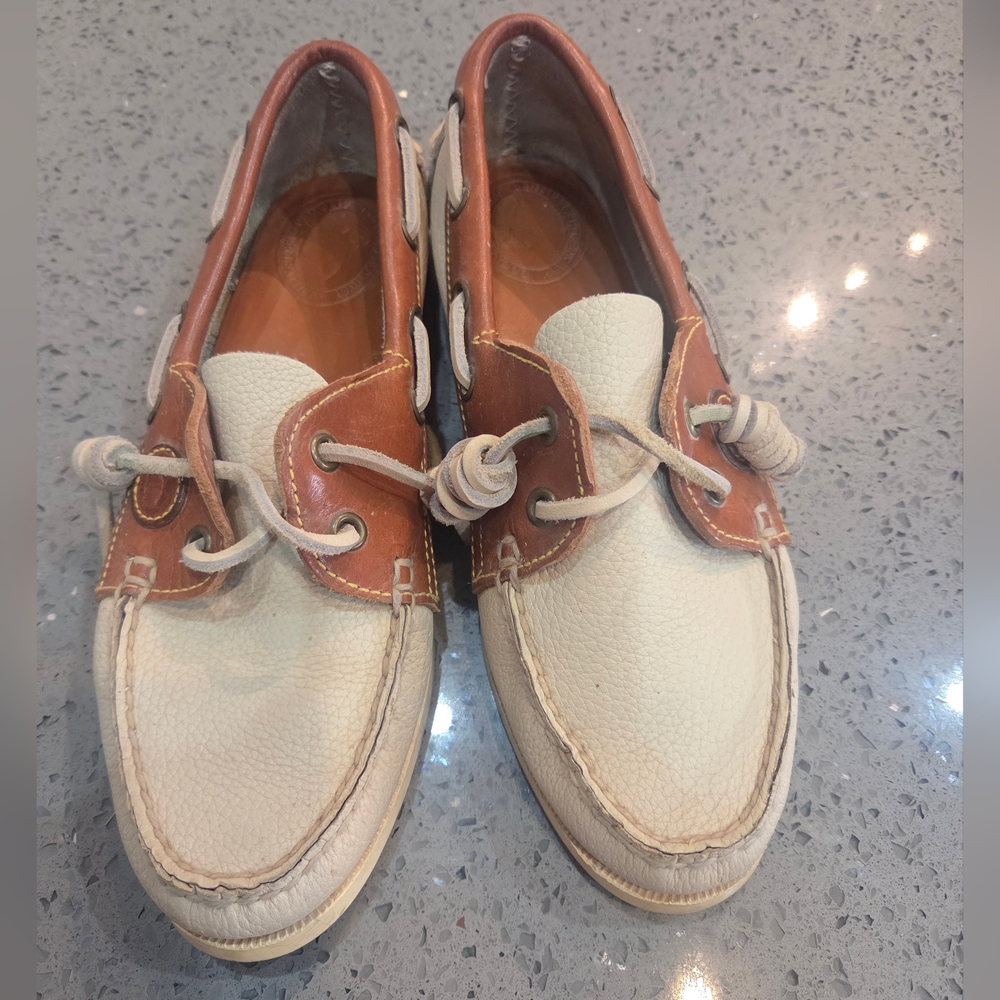 Dooney & Bourke Tan and Cream Boat Shoes